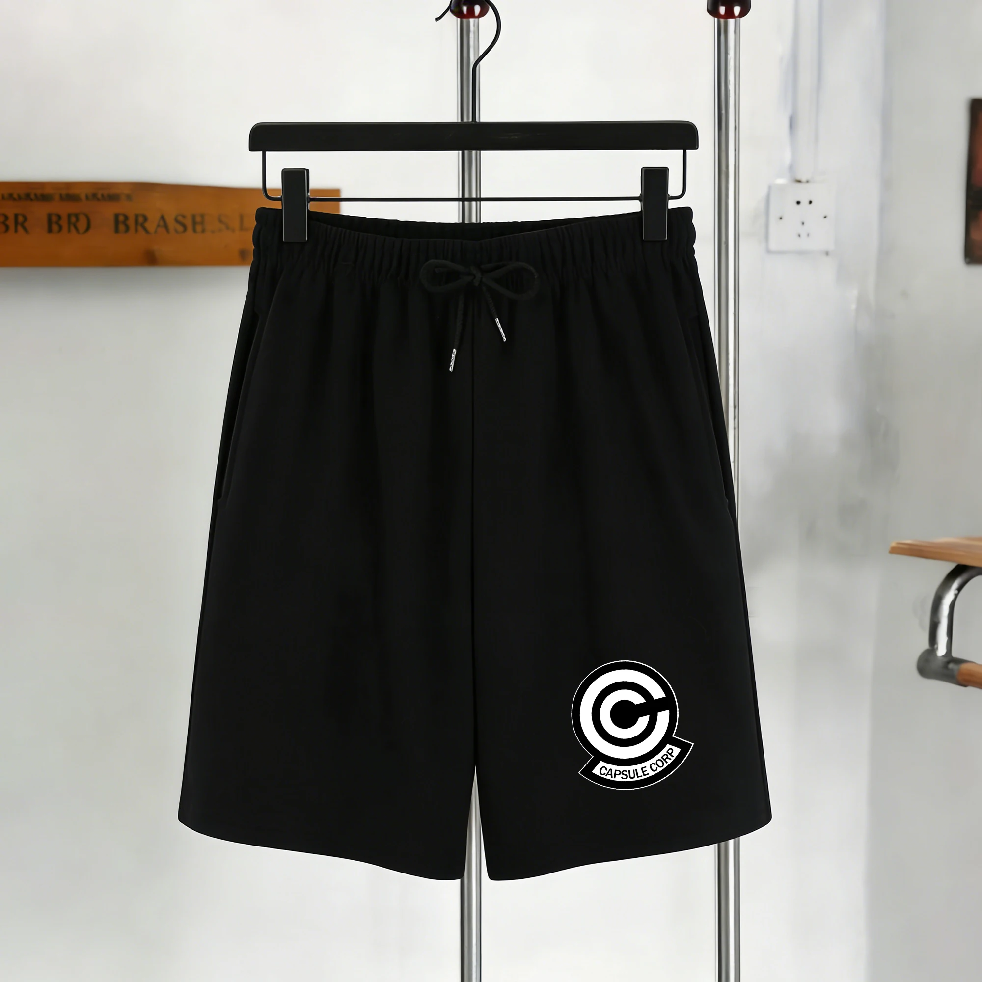 

Мужские брюки с карманами и лаконичным принтом логотипа, летние мягкие шорты, универсальные, на шнурке, уличная одежда унисекс, модная уличная одежда