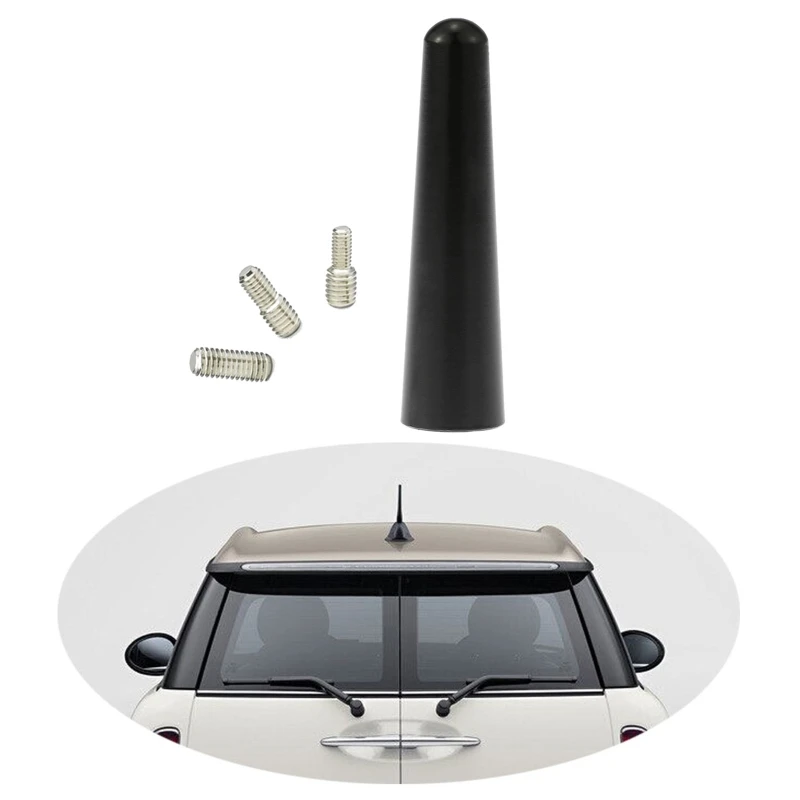 Car FM Radio Antenna Universal Mini Short Aerial Mast Screw-in Type SUV Part with M6 Threaded Adapter 6.5cm Length