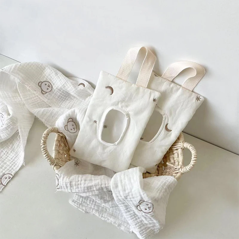Paper Extraction Storage Stroller Bag Baby Wipes Case Tissue Cover Kids Portable Hanging Bag for Cart Removable Cover Tissue Box