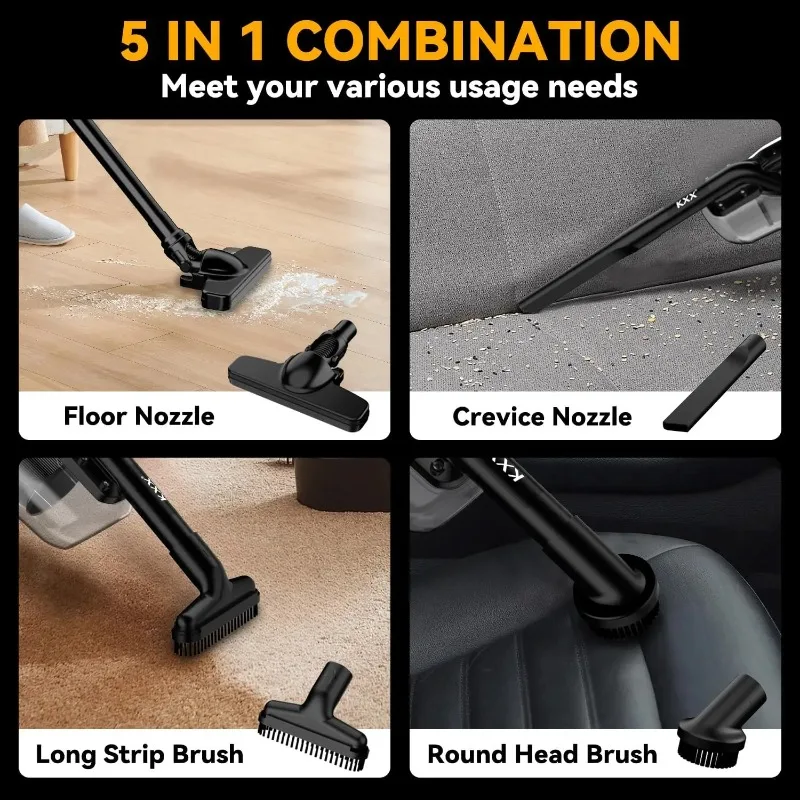 

5 in 1 Handheld Electric Vacuum Cleaner with 400W Powerful Motor, 46 CFM Portable Hand Vacuum for Floor, Carpet, Car for Dewalt