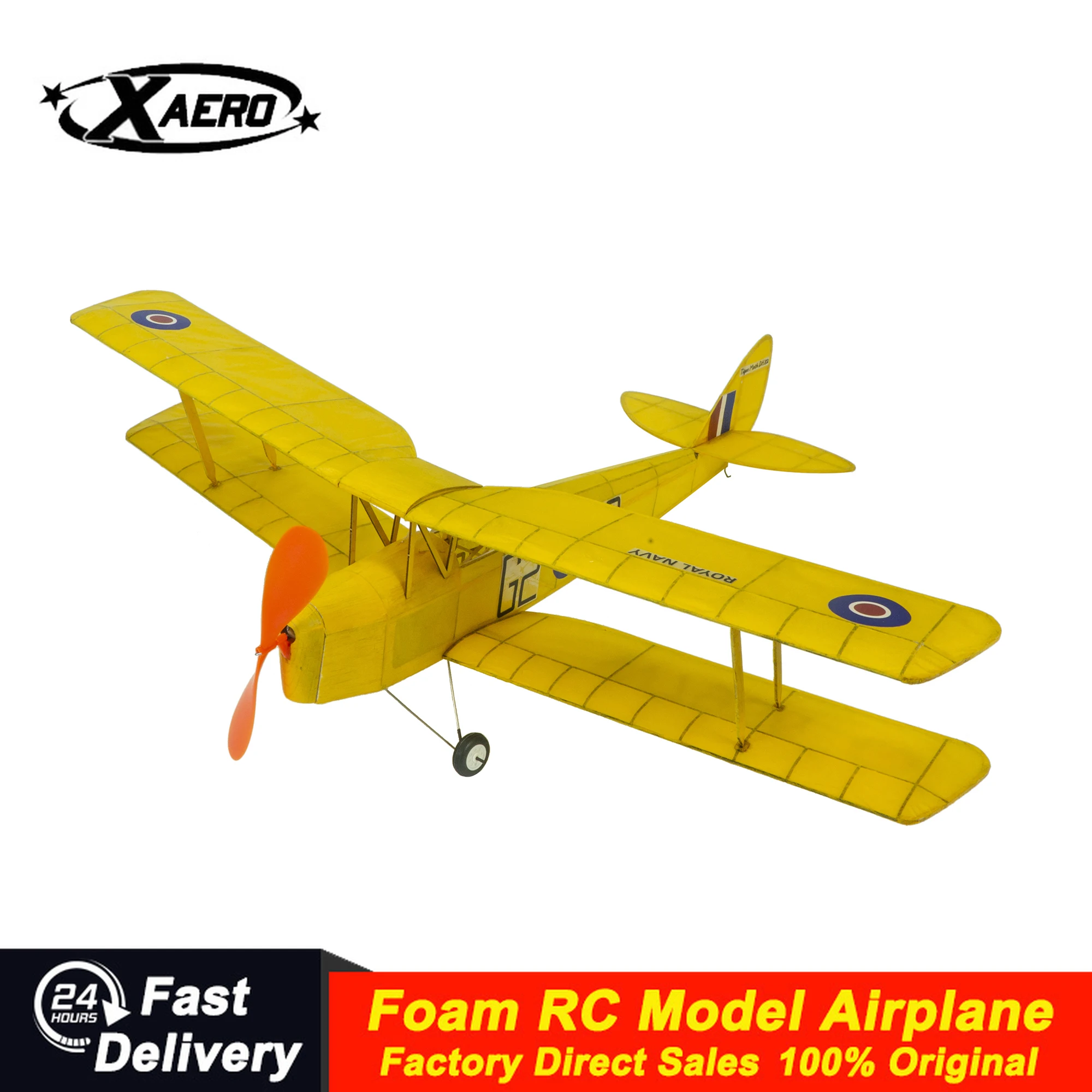 VA08 0.6m Wingspan Tiger Moth Glider, DIY Wooden Rubber Band Airplane for Education