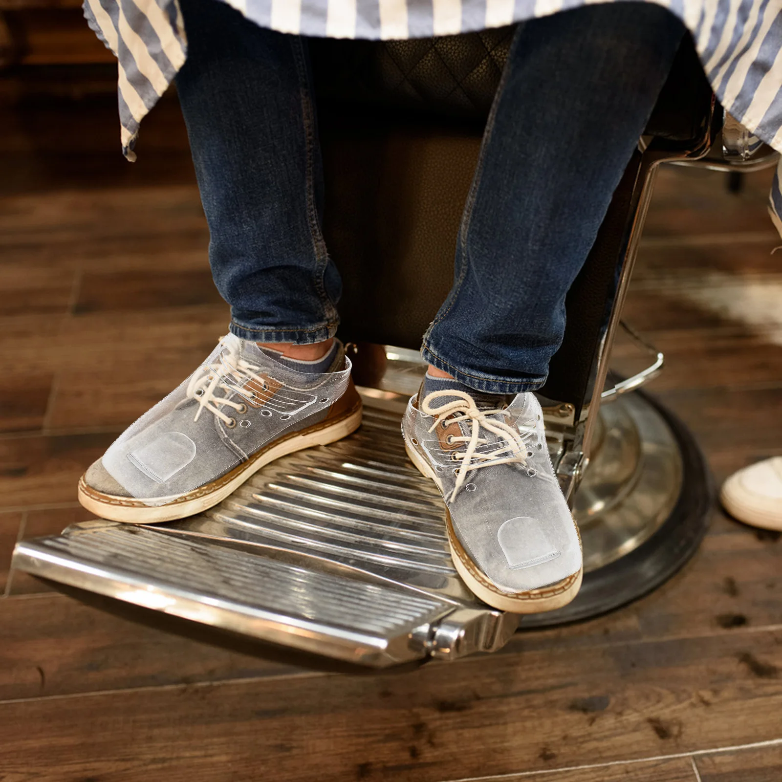 

Hair Protection Shoe Covers Barber Transparent Sole Protectors Reusable Hairdressing Covers Universal Fit Halfcover for Hair