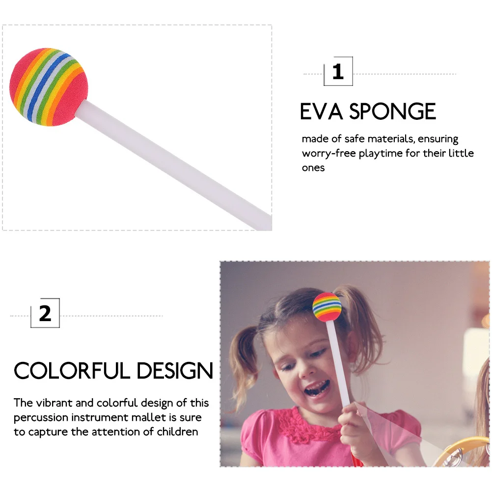 

10pcs Drum Mallet Percussion Drumstick Plastic Sponge Stick For Safe Durable Practice Drumsticks Bass Beginner Portable