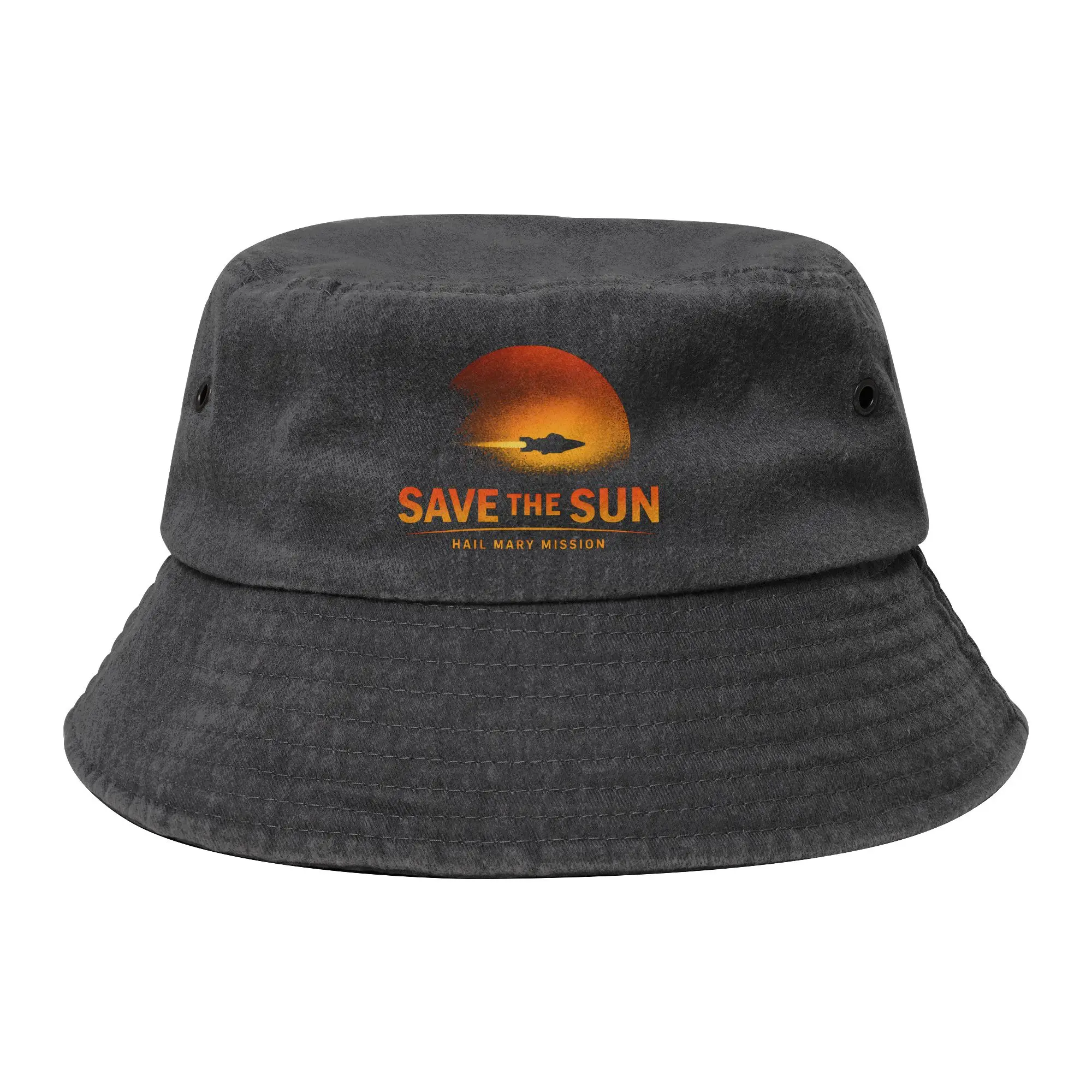 Save the Sun Project Hail Mary  Bucket Hat for Girl Beach  Distressed Denim Field Hat Foldable for Outdoor Sports Fishing Hats