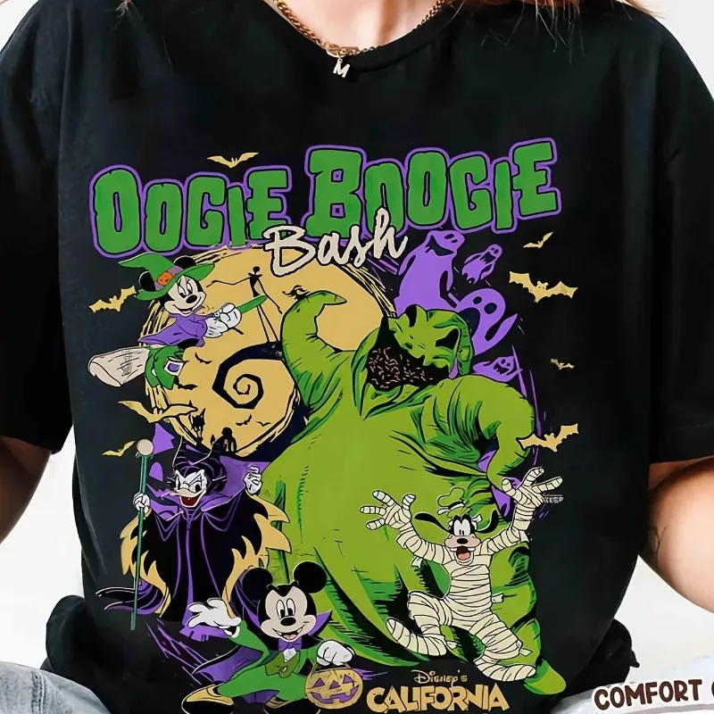 

Disney Jack Skelington Zero&Halloween Women's T-shirt All Season Men's and Women's Pure Cotton Casual Fashion Retro Clothing