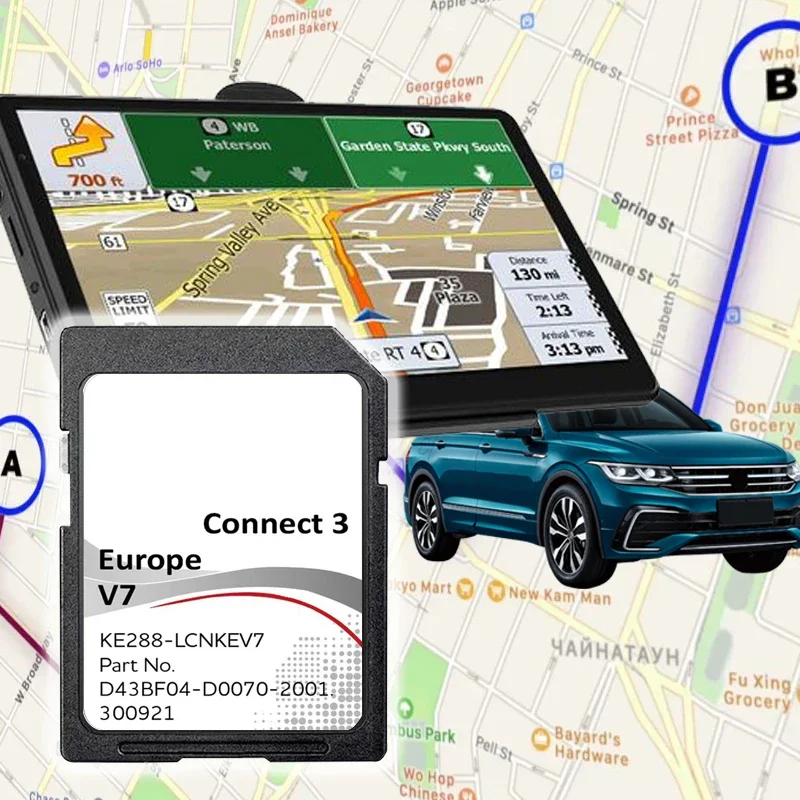 Connect 3 V7 2022 Sat Nav UE mapa actualización tarjeta SD para Nissan Juke Qashqai Micra Navara coche con pegatinas antiniebla Reaview