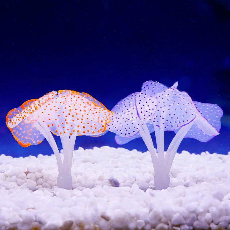 Silicone Coral Aquarium Ornament  Simulation Sea Coral Plant Decor Glow‑In‑Dark Fish Tank Landscape Decoration For Aquarium