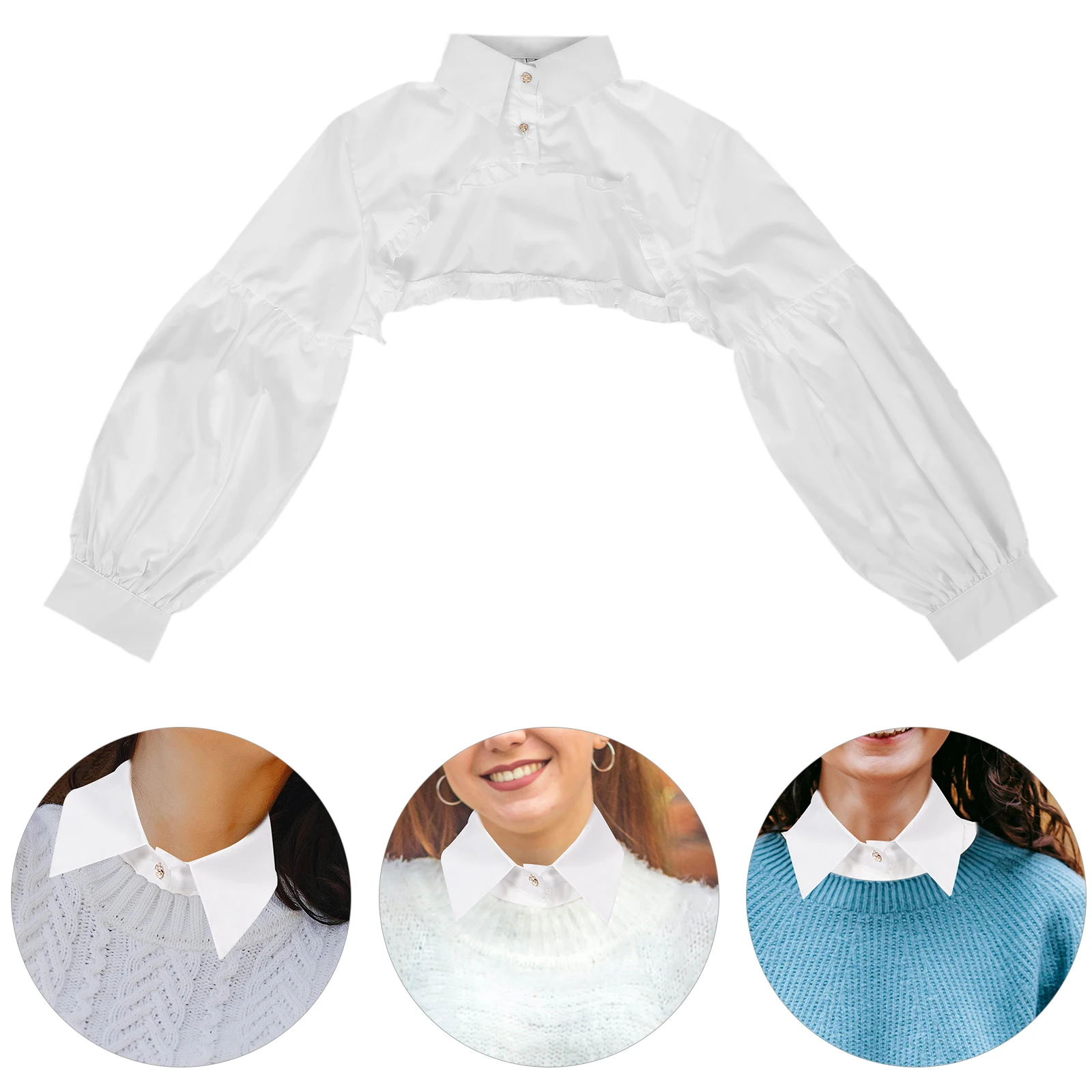 

Detachable Fake Collar with Sleeve for Women Breathable Cloth All-Match False Collar Blouse Attachment Ideal Outfit Upgrade