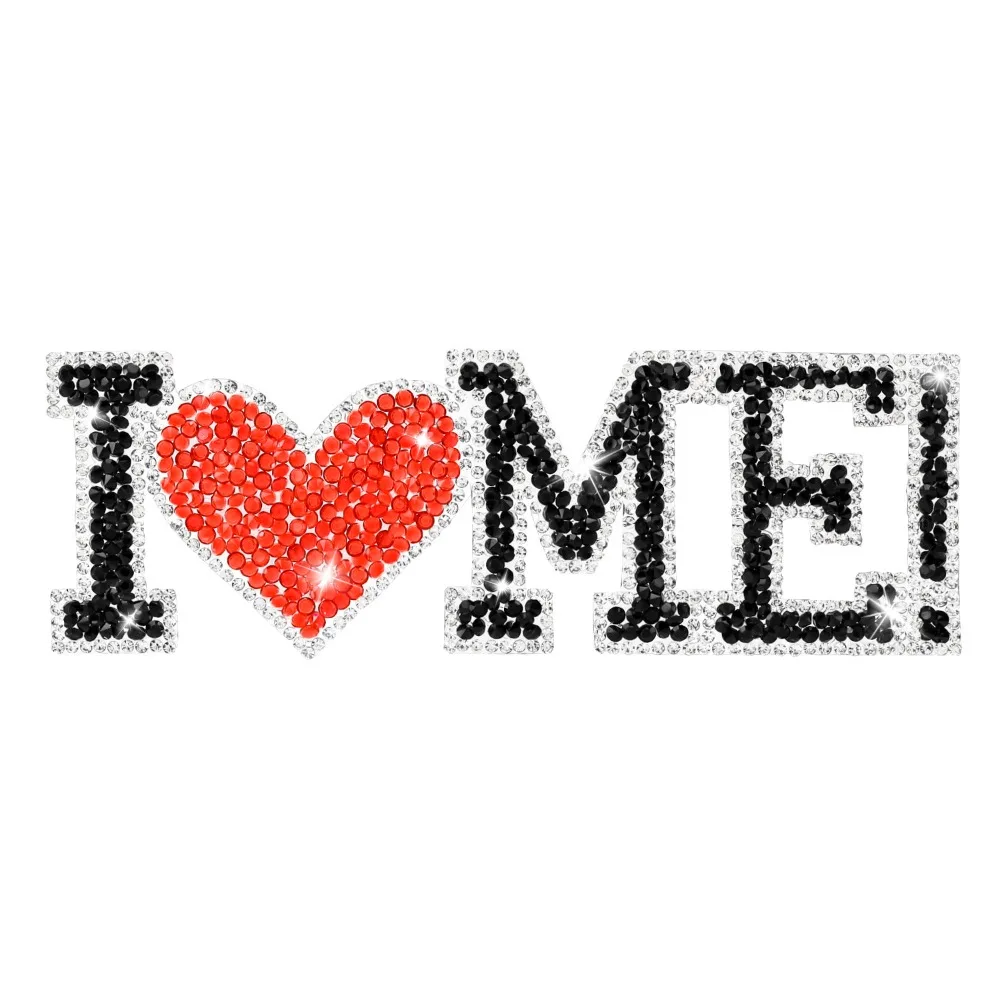 

Letters Love Heart Rhinestone Patch DIY T-shirt Hat Bag Dress Iron Patches Craft Decor Repair Applique Sticker Sewing Accessory