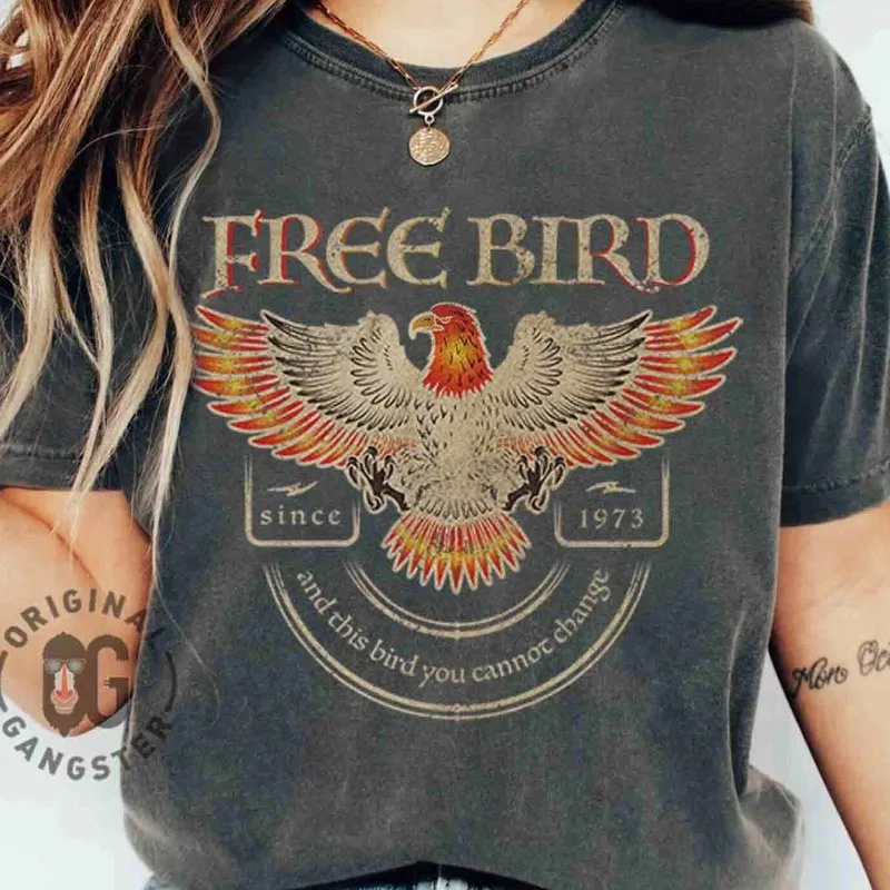 Free Bird Shirt, Band-T-Shirt, Retro-Band-T-Shirt, Sommerliches neues Unisex-Baumwoll-T-Shirt