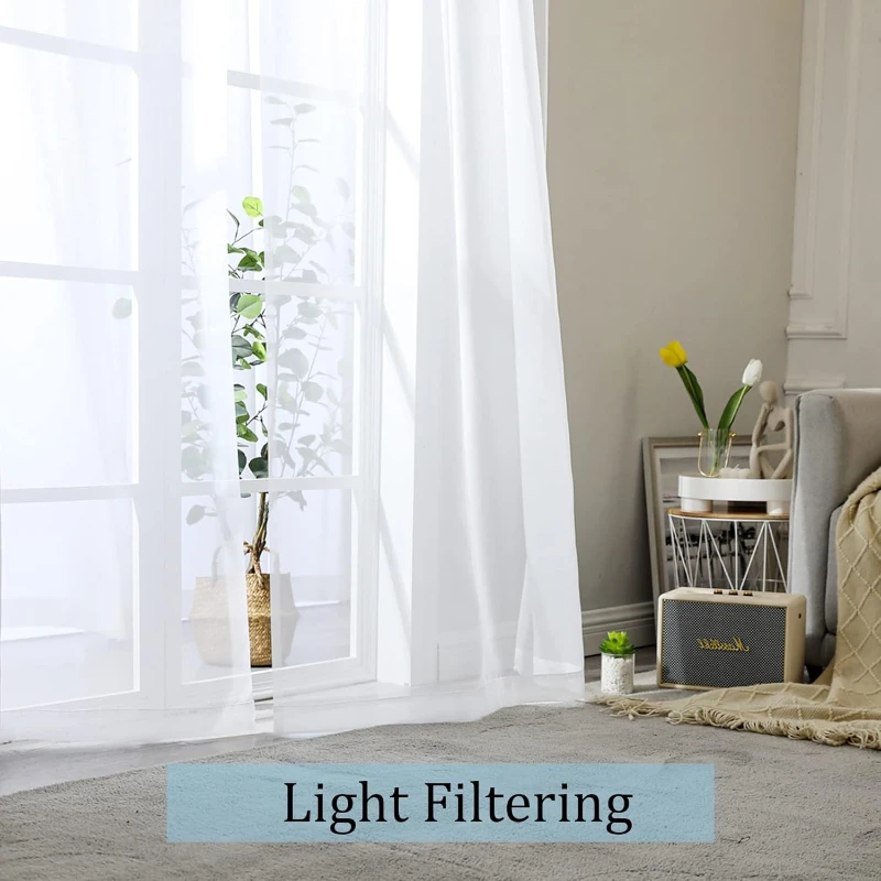 S Fold Wavy Curtains White Tulle Chiffon Sheer Curtains for Living Room Bedroom Dining Voile Custom Size High Quality Decoration