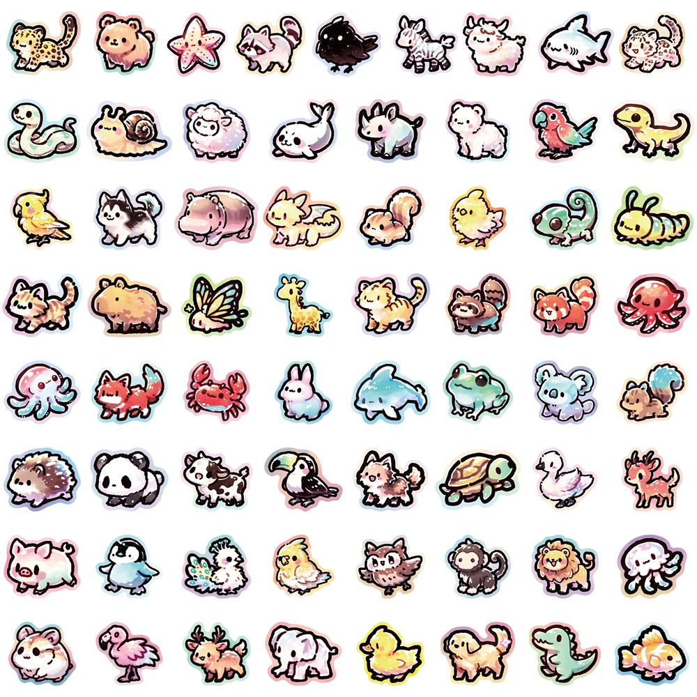 สติกเกอร์ลายกราฟฟิตี้รูปสัตว์น่ารัก 65 ชิ้น สำหรับตกแต่งเคสมือถือ แล็ปท็อป แท็บเล็ต ของเล่น กันน้ำ