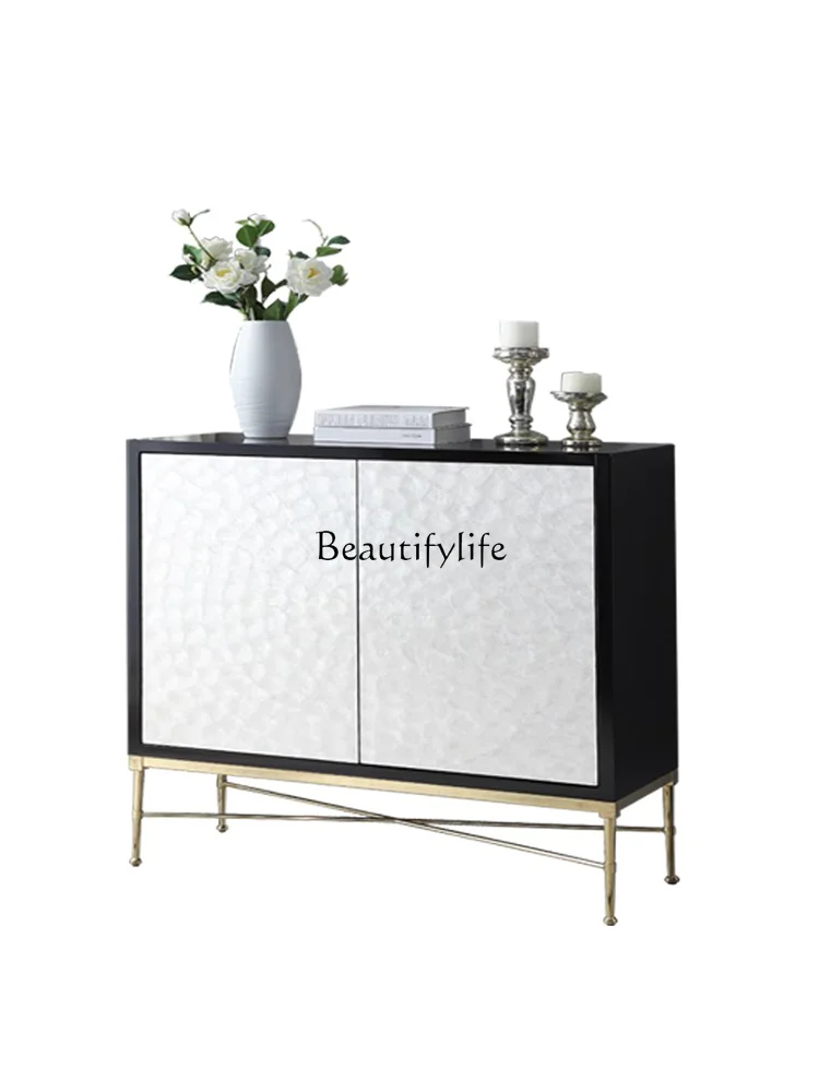 Furniture American Light Luxury Sideboard Cabinet Post-Modern Simple Stainless Steel Entrance Cabinet