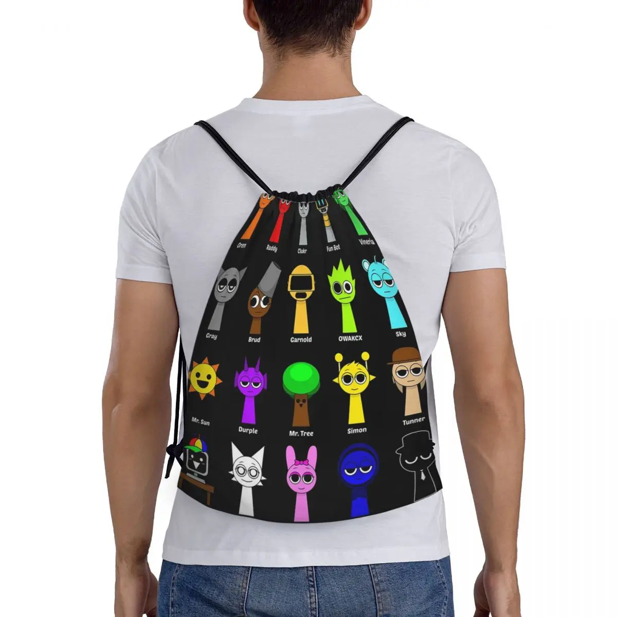 

All My Sprunki Game Toys Backpacks Portable Drawstring Bags Sundries Bag Book Bags for Travel Students