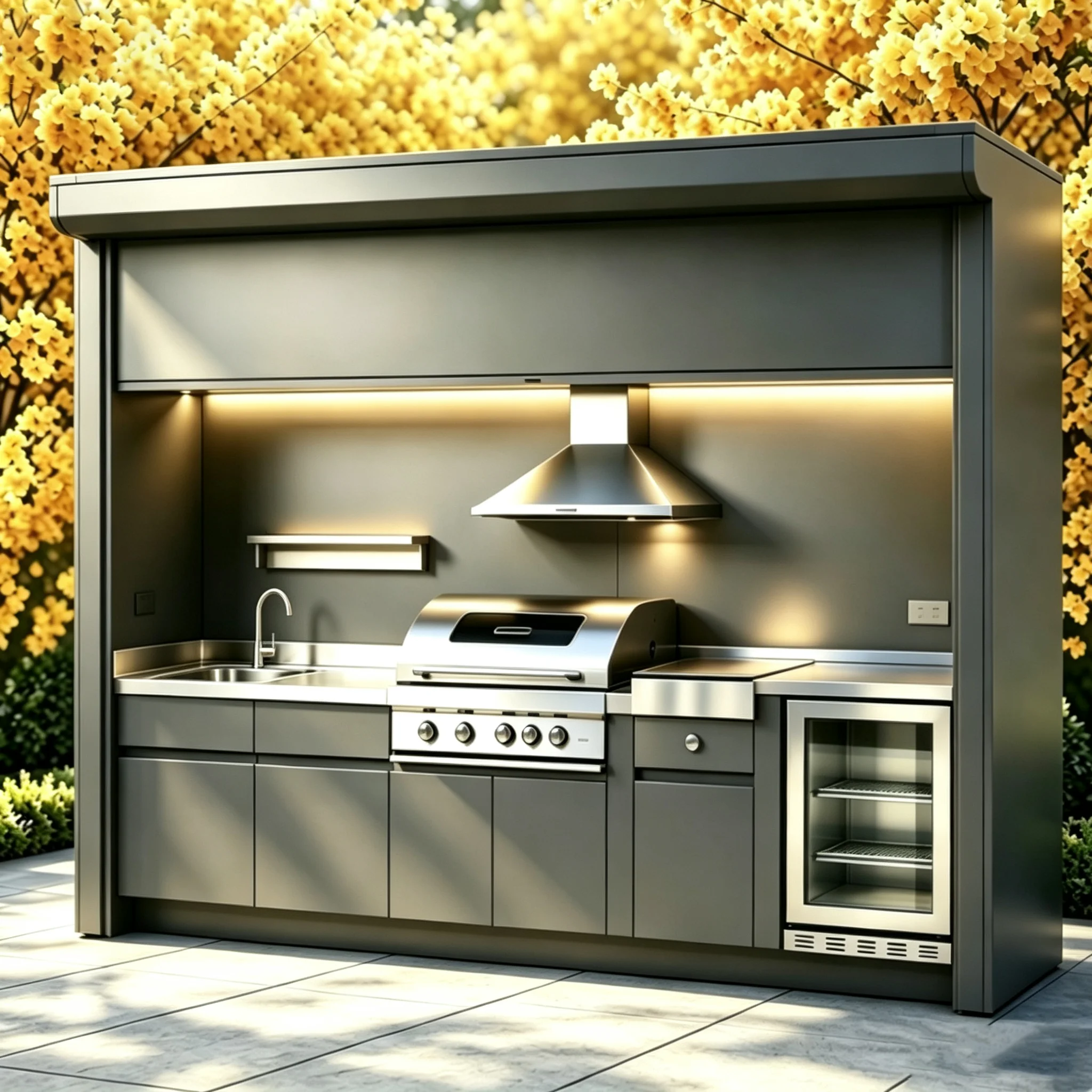 Premium Complete Outdoor Kitchen Unit,Fully Equipped Outdoor Cooking Kitchen,Durable Outdoor Kitchen for Garden & Villa Backyard