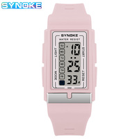 Synoke Men Rectangular Sport Electronic Watch Waterproof 50M Night Light Large Screen Alarm Clock Trend Retro Style Women Watch