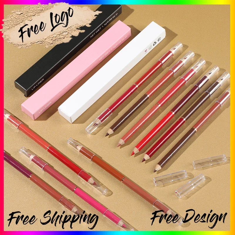 Custom 10colors Double-head Lipliner Waterproof Velvet Matte Sexy Red Contour Tint Long Lasting Female Cosmetic Makeup Bulk