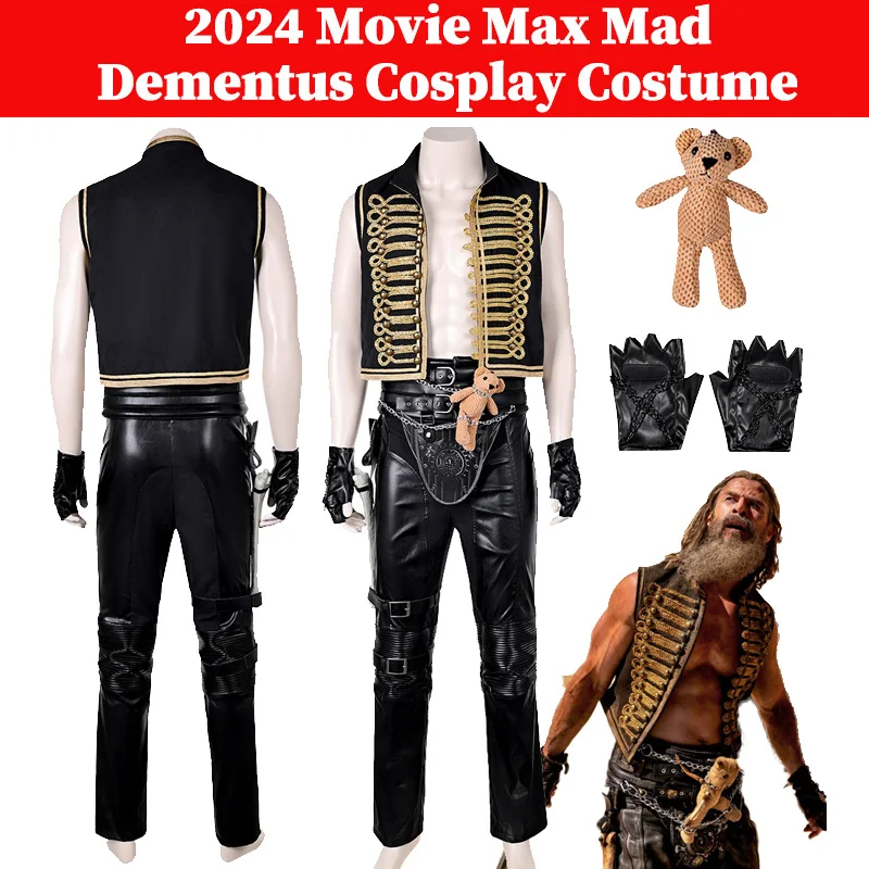 Dementus Cosplay Costume 2024 Movie Max Mad Furiosa Disguise Waist Wrap Vest Plushise Set Clothing Adult Men Halloween Suits