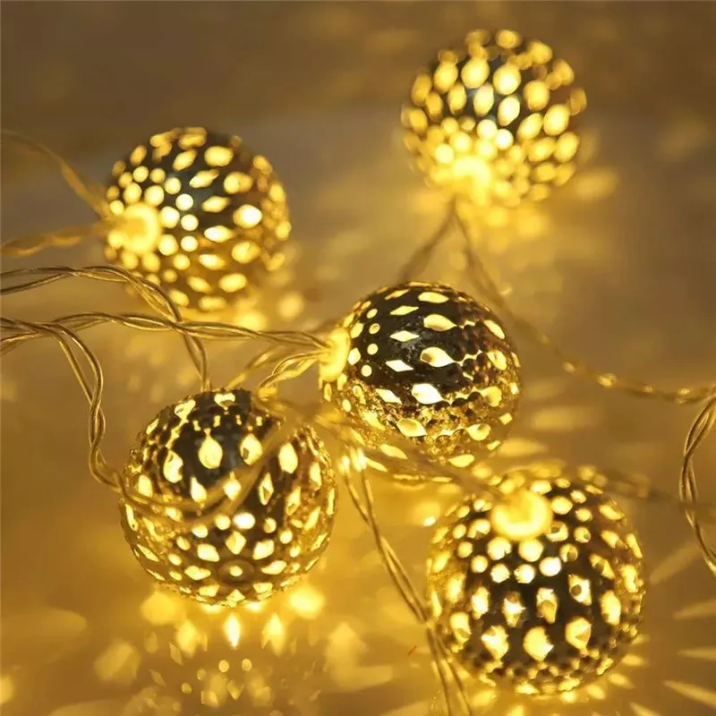 40mm Gold Large Moroccan Tieyi LED Light String Color Light USB Solar Energy