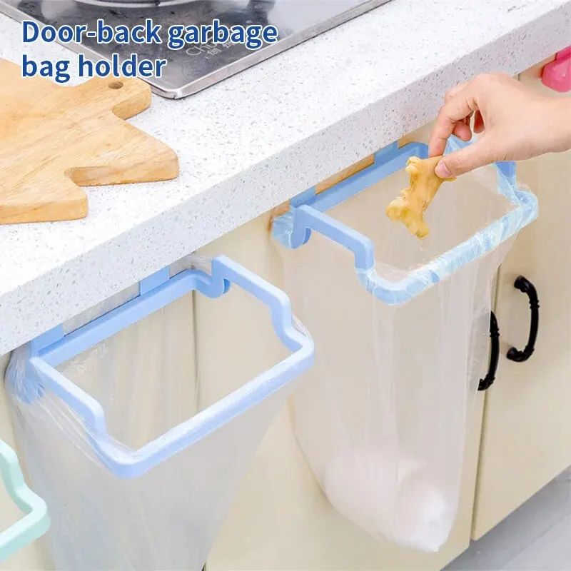 1/2pcs Kitchen Door Back Type Portable Garbage Bag Holder Home Cabinet Behind the Door Wipe Hanging Rack Garbage Can Holder