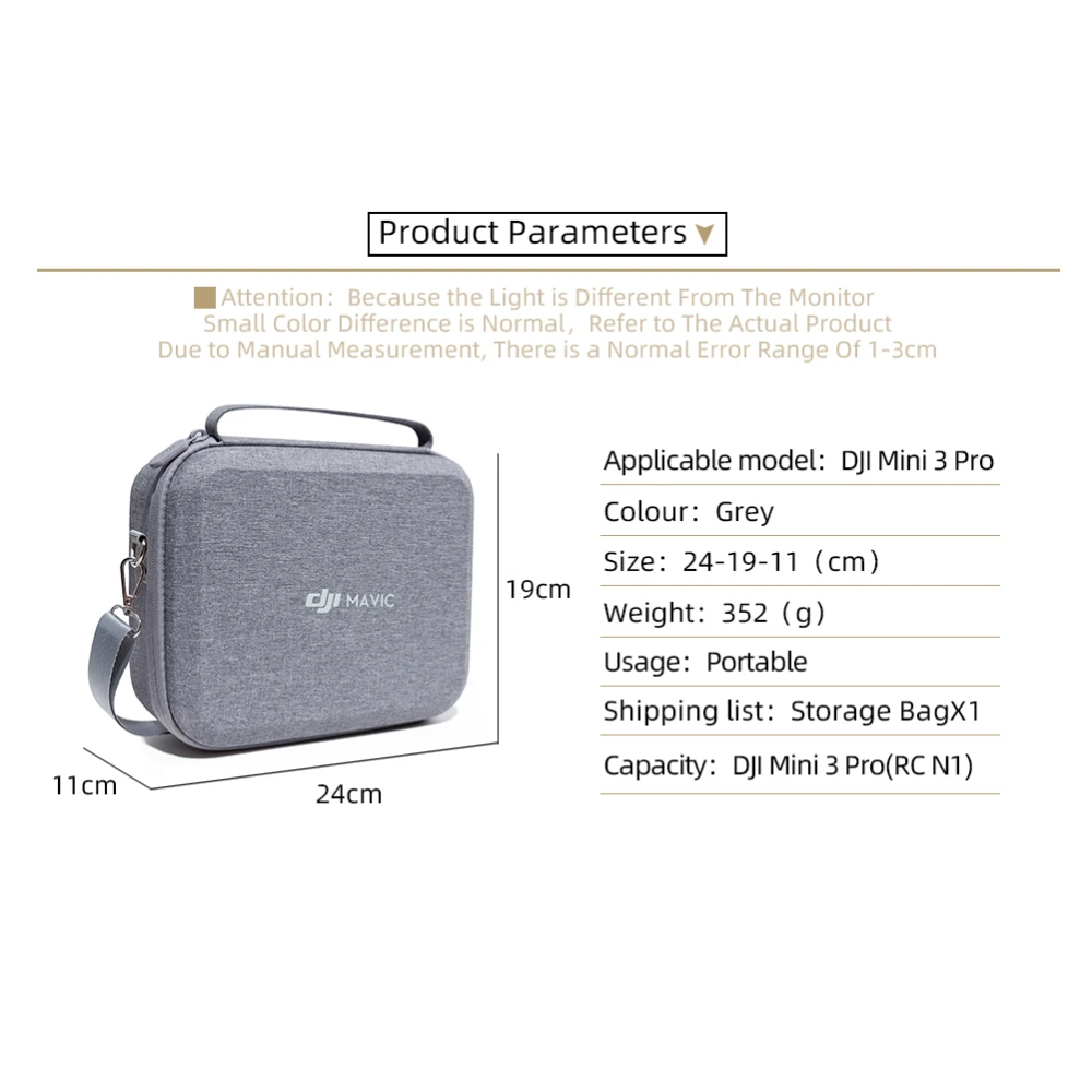 Storage Bag for DJI Mini 3/Mini 3 Pro All-in-One Shoulder Bag Carrying Case for DJI Mini 3 Pro Accessories Case Protective Box