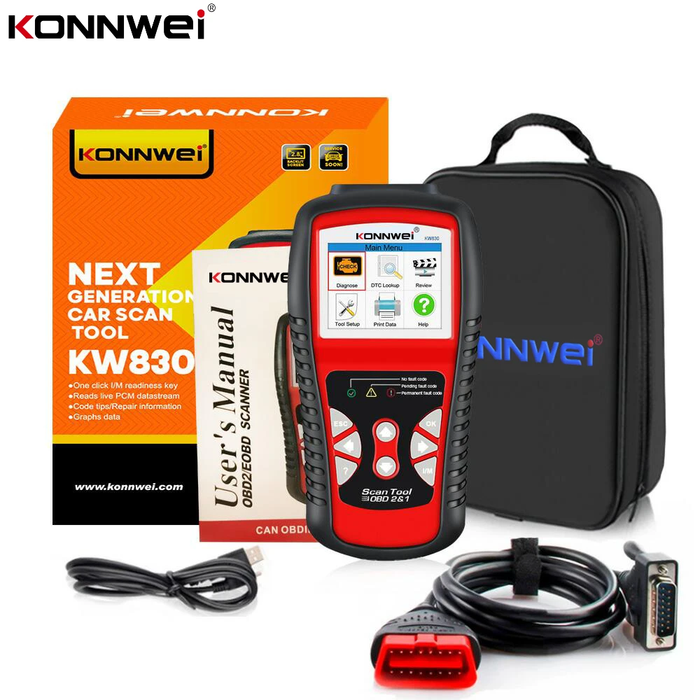 

KONNWEI KW830 OBD2 EOBD CAN Scanner Auto Code Reader Car Diagnostic Tool Engine Check/O2 Sensor/Battery Testing NT301X431