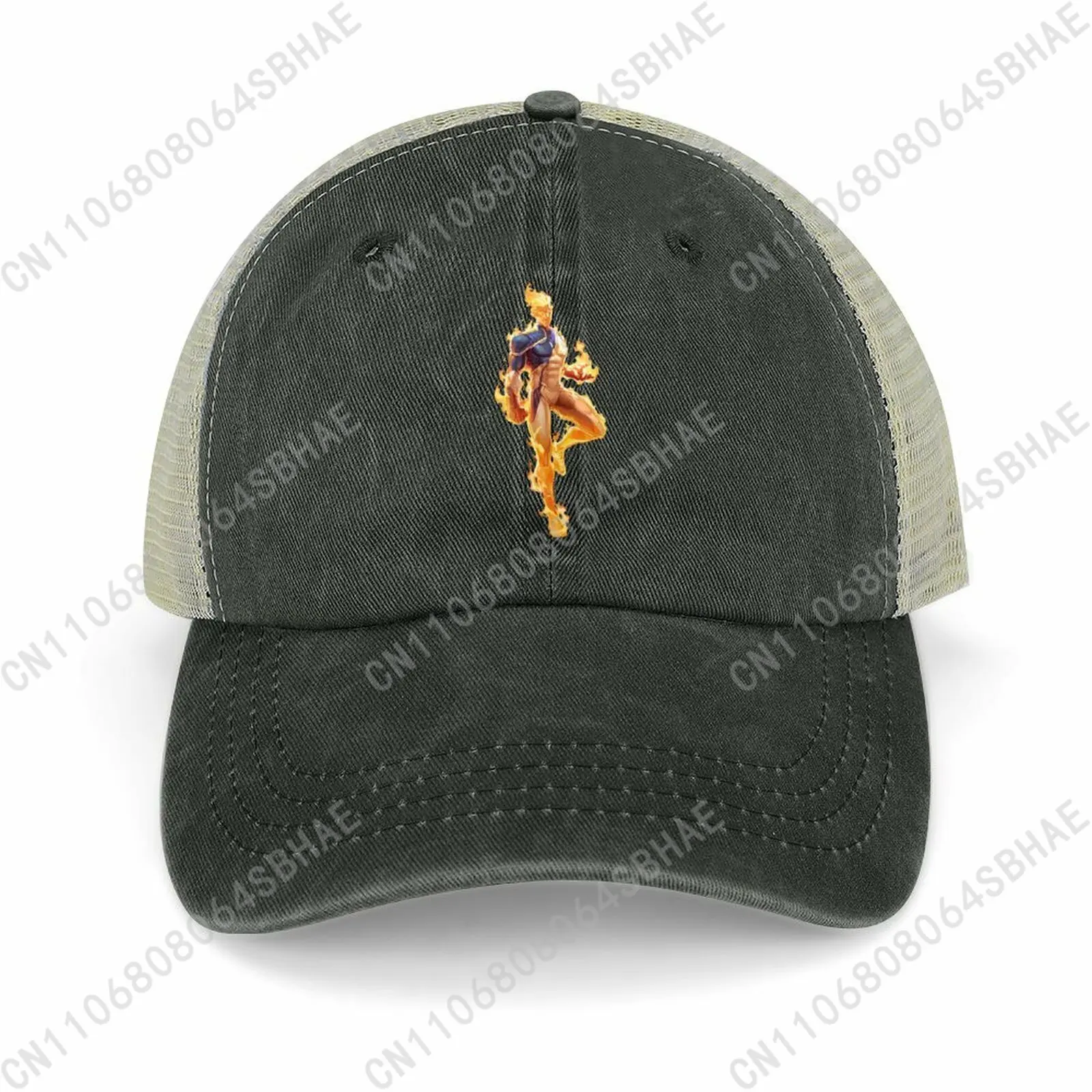 

Marvel Human Torch Mesh Cowboy Hat Hollow Ventilated Summer Cap Men Women Outdoor Sun Hat Adjustable Strap Custom Cosplay