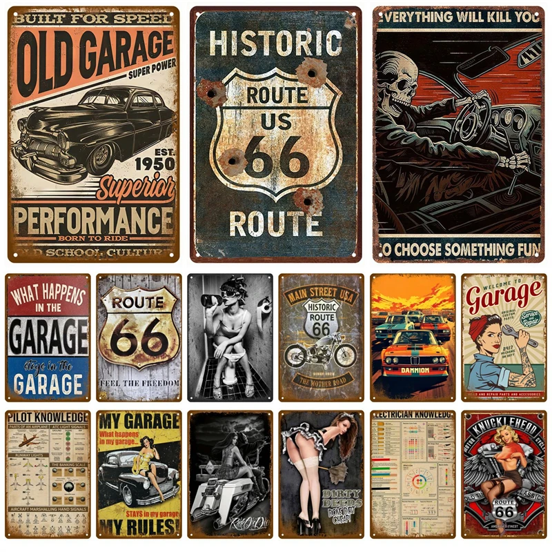 Vintage Metall Blechschild Retro Racing Motoröl Garage Wanddekoration für Männerhöhle
