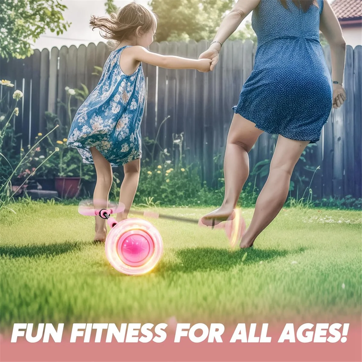 Pink Ankle Skip Ball with Flashing Lights, Skip It Toy for Kids Indoor & Outdoor, Flashing Swing Ball Sports