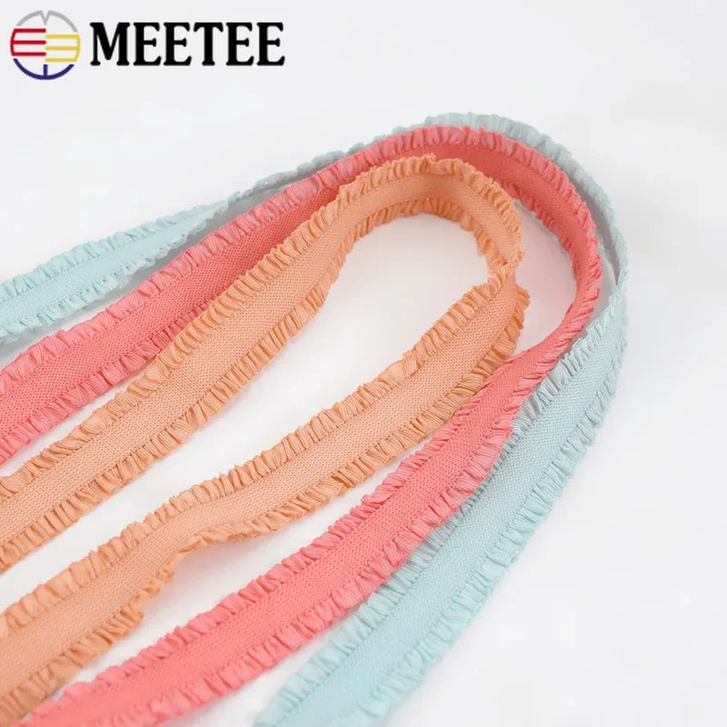 10/20/50Yards 1.3cm Elastic Bands Double Ruffle Stretch Rubber Ribbon Trims Folds DIY Baby Hair Tie Clothing Sewing Accessories