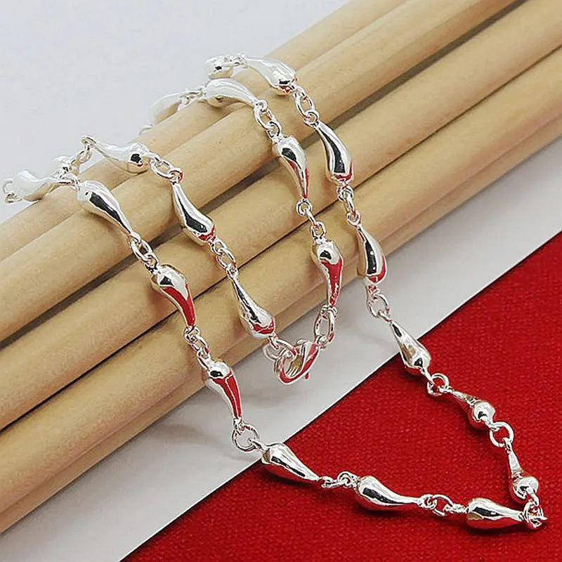 

925 Sterling Silver Water Drop Pendant Necklace For Woman 18 Inch Chain Wedding Engagement Jewelry