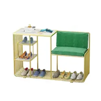 Nordic shoe changing stool  cabinet integrated household iron marble shoe rack Living room shoe rack