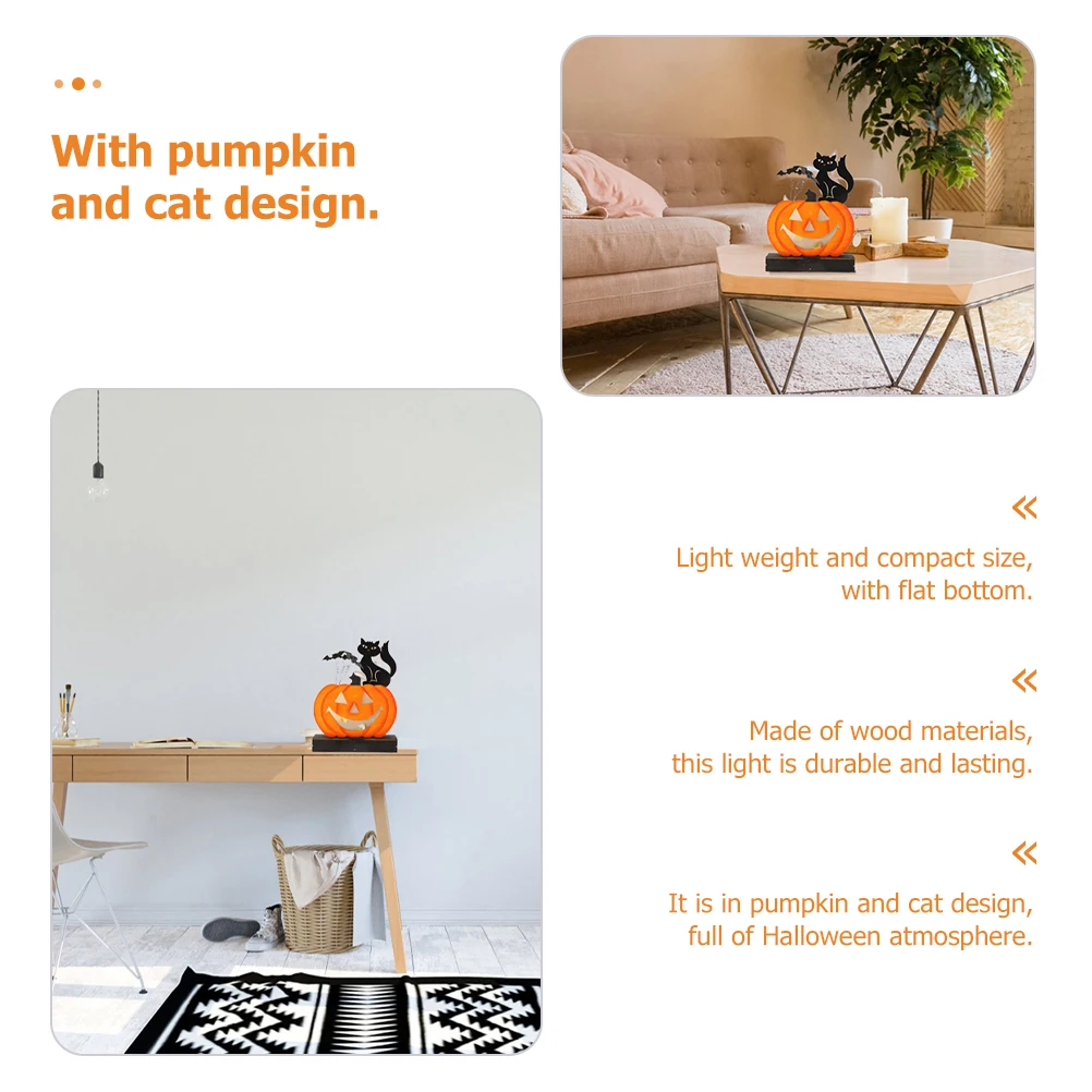 

Pumpkin Halloween Wooden Light Up Pumpkin Ornament Desktop Decorative Lamp For Halloween Party Festival Light Decoration