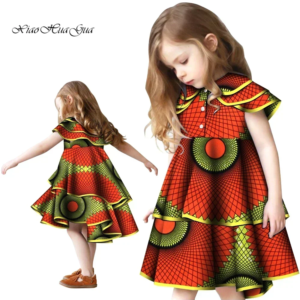 African Dress Africa Wax Print Baby Girls Dress Kids Cotton Clothing African Dresses for 2-12 Years Children WYT680