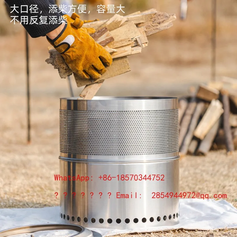 Outdoor Wood Stove Secondary Burning Stove Campground Campfire Stove Stainless Steel