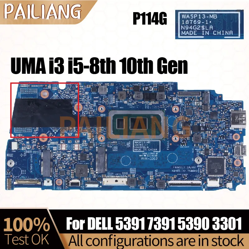 18769-1 For DELL Vostro 5391 7391 5390 3301 Notebook Mainboard W/i3 i5 4G 8G CN-0V61H1 01NFHD 0MJWKP 05V5NC Laptop Motherboard