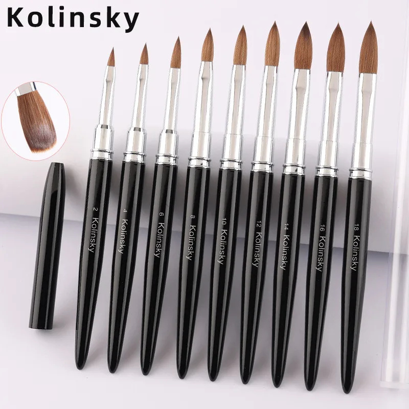 1 قطعة مقبض أسود كولينسكي الشعر مسمار فرشاة فنية جل الأشعة فوق البنفسجية من الإكليريك نحت فرشاة قلم مسحوق سائل لتقوم بها بنفسك مسمار اللوحة أدوات الرسم