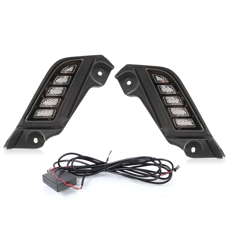 2Pcs Front White LED DRL Daytime Running Light Dynamic Turn Signal Indicator For Toyota Tacoma 2011-2015