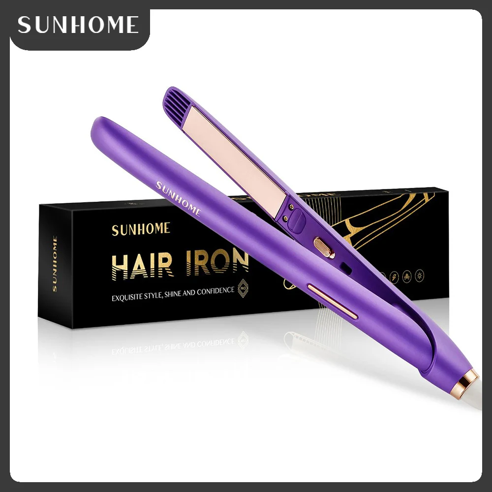 SUNHOME 4 Temp Setting Hair Straightener Flat Iron, Professional 2 in 1 Straightening Curling Iron with 2 Hairclip