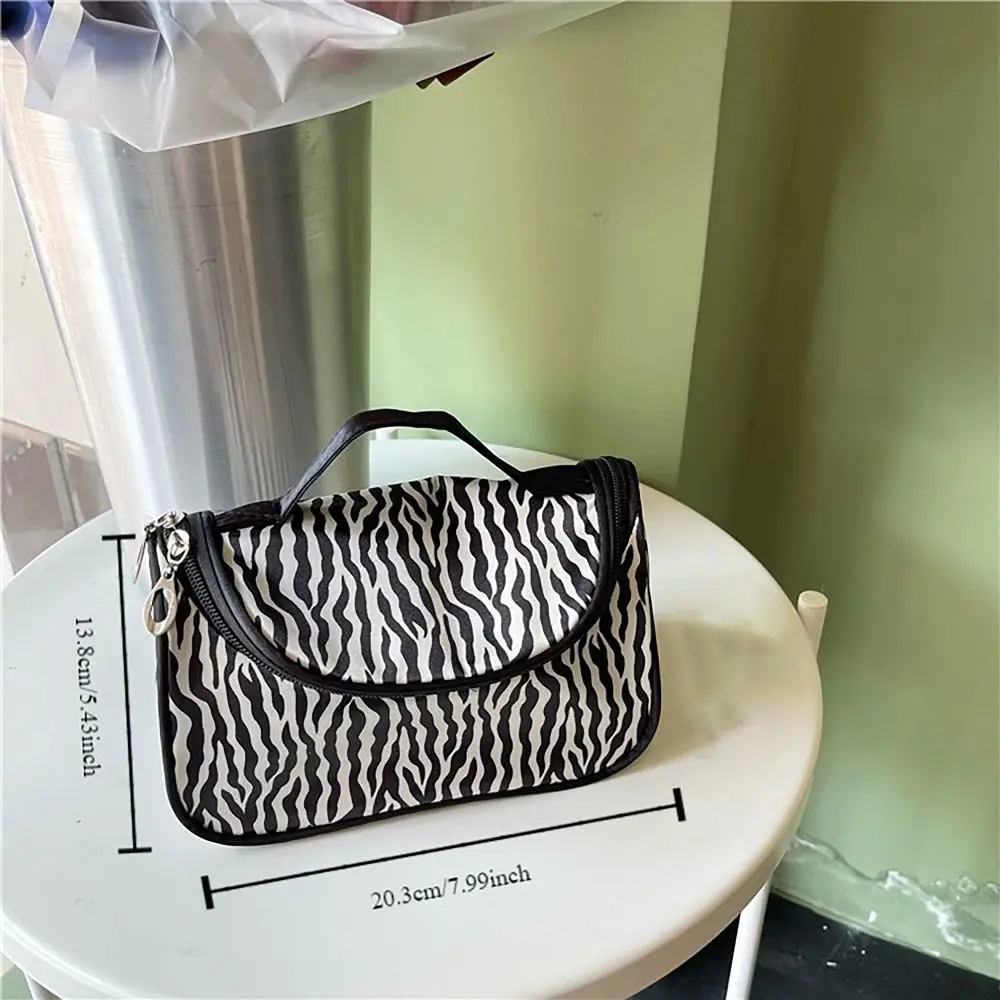 with Mirror Makeup Bag Makeup Accessory Waterproof Travel Cosmetic Bag Leopard Print Toiletry Handbag for Outdoor Travel