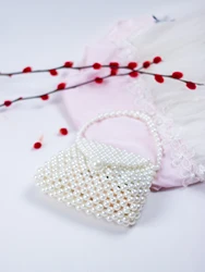 2024 Spring/Summer Hot selling Chinese Style Mini Pearl Imitation Dumpling Bun Women's Homemade Beaded Weaving Handbag