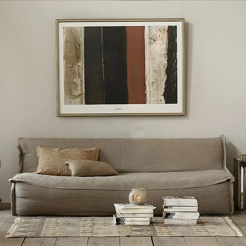 Leisure three-person small apartment Japanese-style living room simple study wabi-sabi wind lazy sofa latex