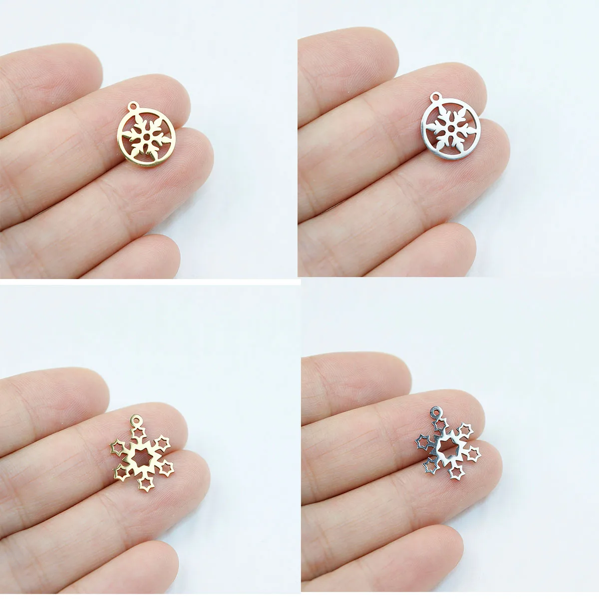 

10pcs Stainless Steel Snowflake Charms DIY Fashion Jewelry Accessory Necklace Hand Making High Quality Vacuum Plated WaterProof