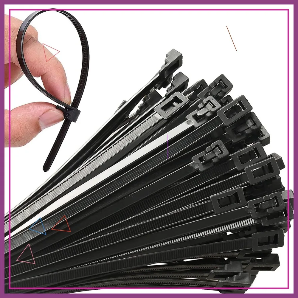 

200Pcs 8Inch Heavy Duty Zip Ties, 40lbs Tensile Strength Reusable Black Cable Ties for Garden Plant, Home Office