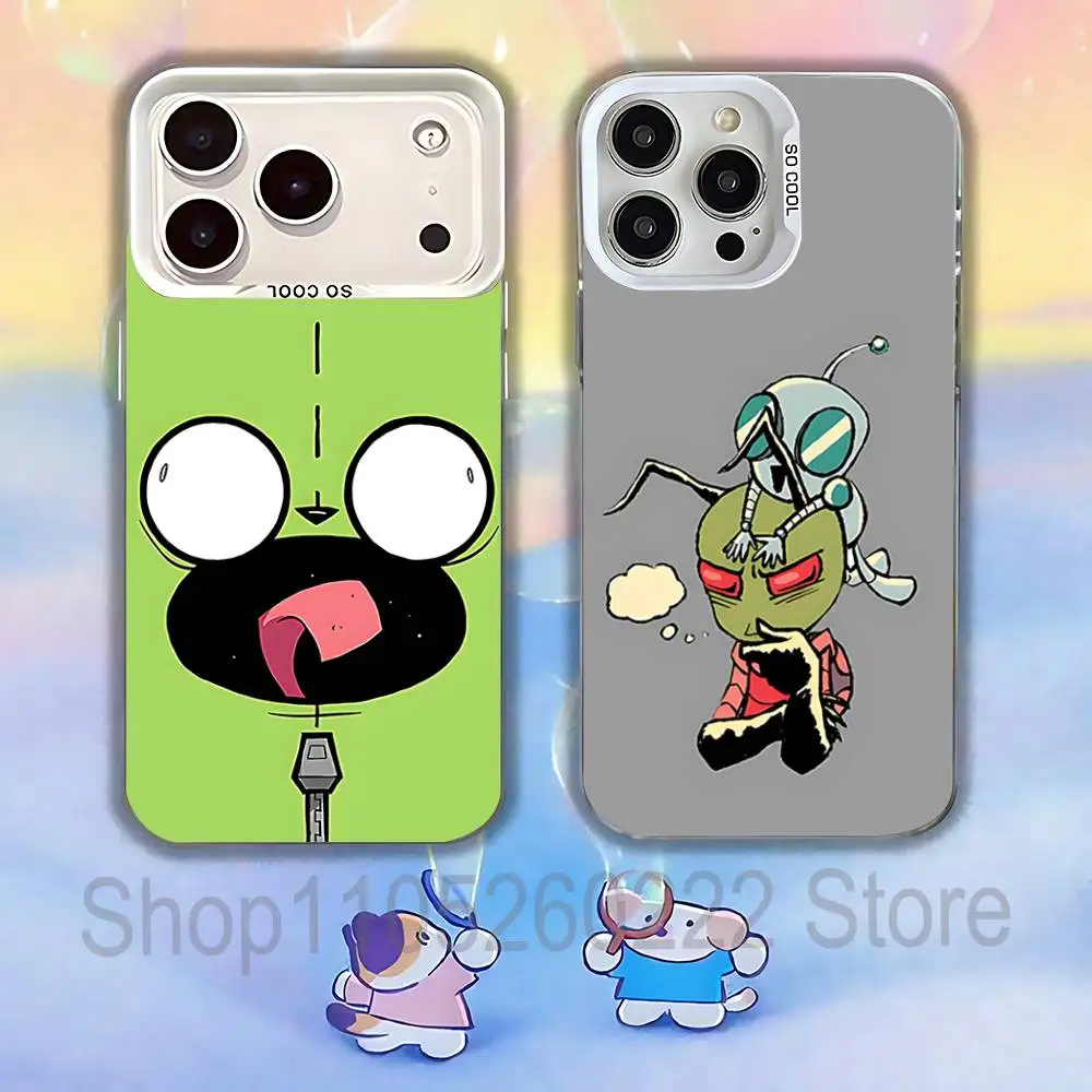 

Cartoon I-Invader Zim Gir Phone Case For iPhone 17,16,13,12,11,15,14,Pro,Max,Plus,SE4,Air,Mini White IMD Matte