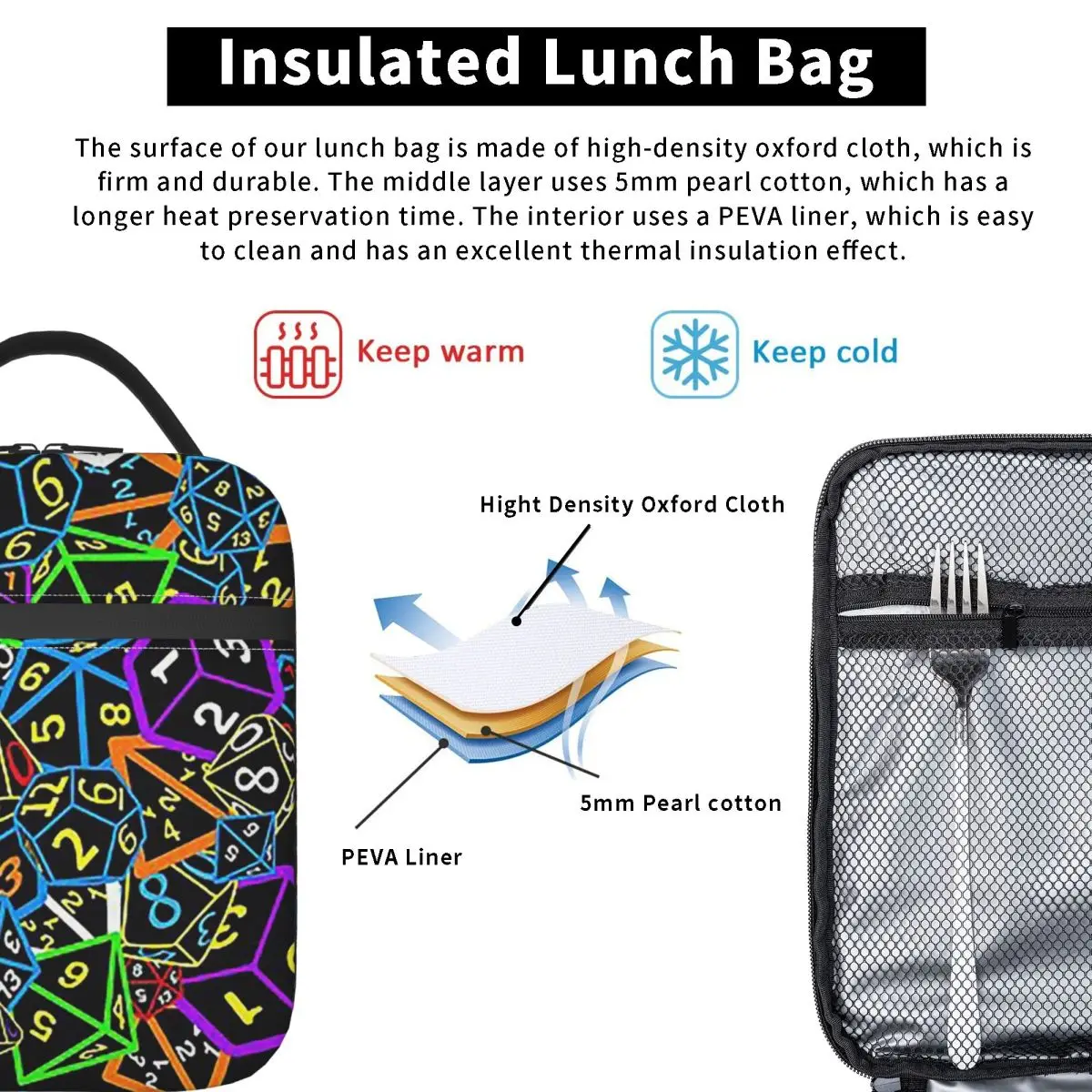 D And D (Dungeons And Dragons) - This Is How I Roll! Insulated Lunch Bag Women Kids Portable Food Boxes Thermal Lunch Box Tote