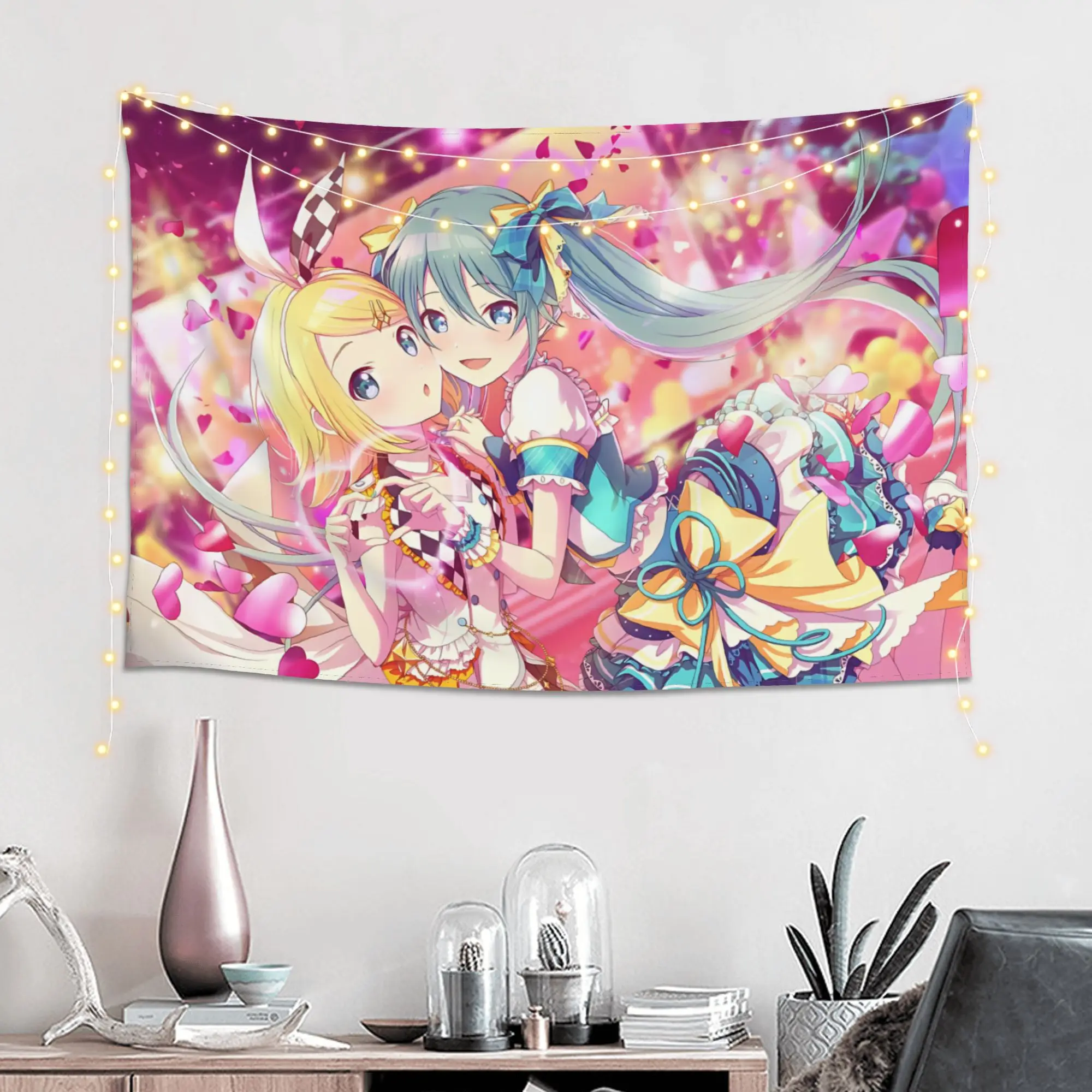 Customized Hatsune Miku Cutecore Tapestry  Wall Hanging Blanket Tapestry Home Decor Items Wall Decorations
