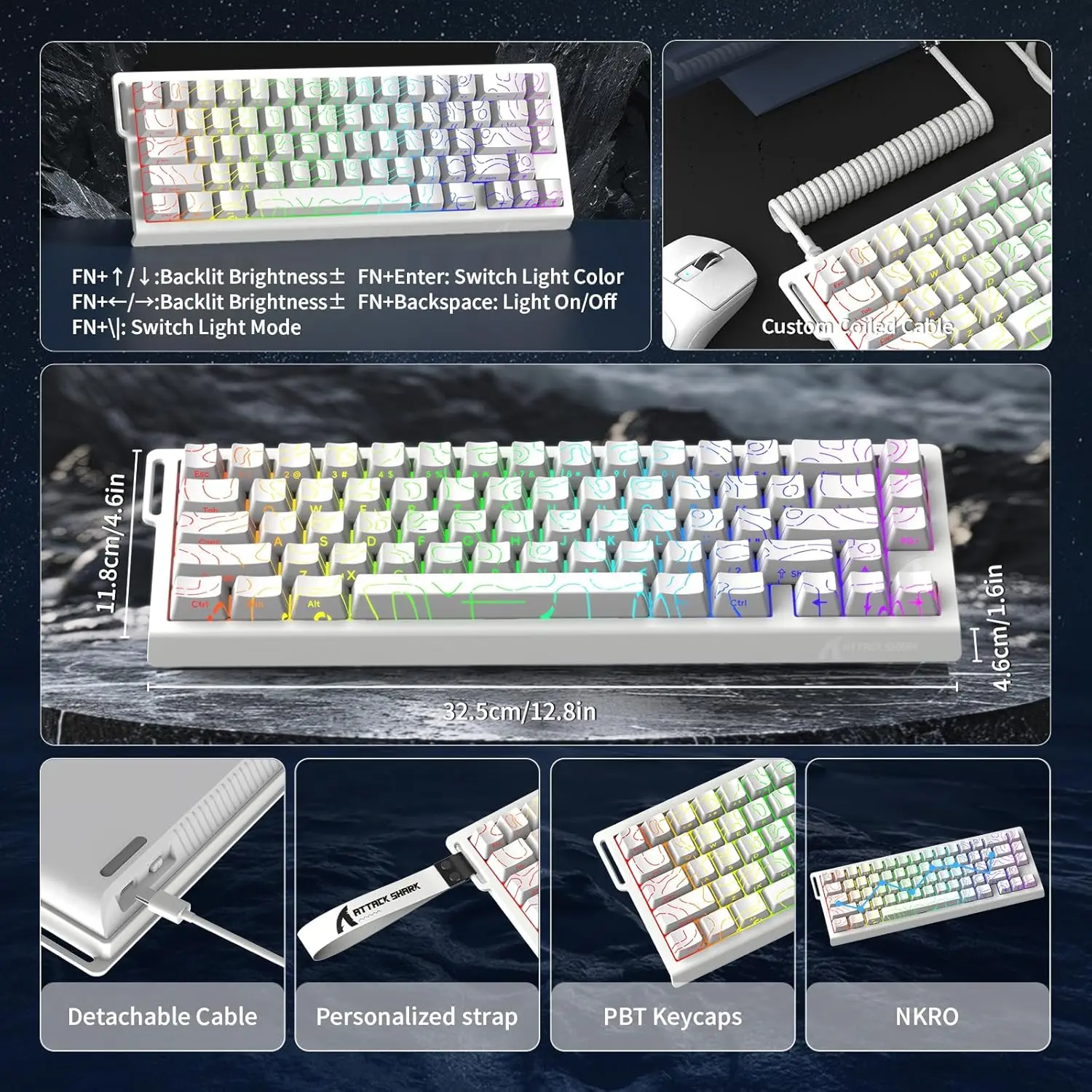 ATTACK SHARK X68HE 60% ラピッドトリガー磁気スイッチ有線メカニカル