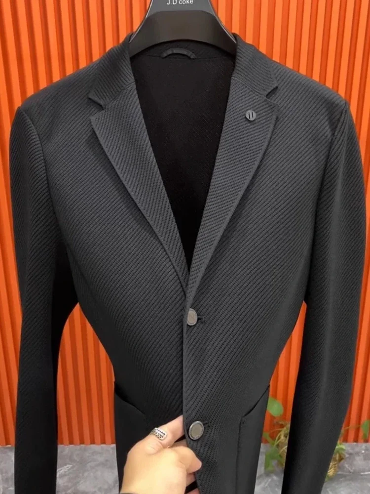 Black Male Blazer Coat Business Men's Suit Jackets Dress Single Breasted Luxury Designer Original Hot Korean Style Clothes 2024