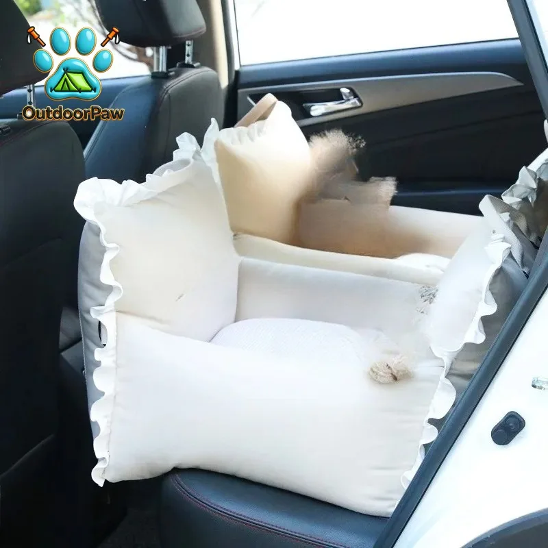 Hand-made Pet Car Saf-ety Se-at C-at Pack Small D-og Car Kennel Four Seasons Removable and Washable D-og Car Se-at